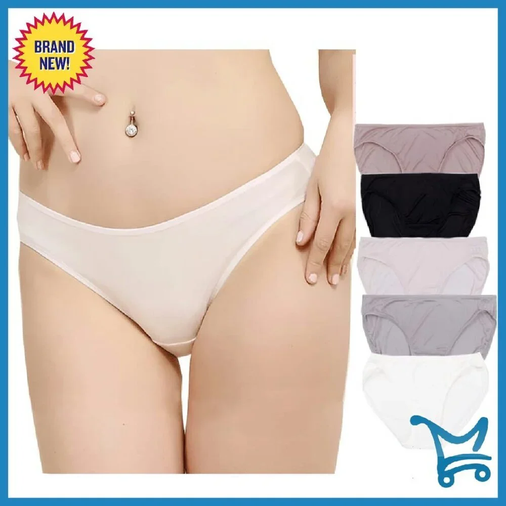 5-Pack Pure Silk Bikini Panties, Soft Breathable Underwear, Hand Wash